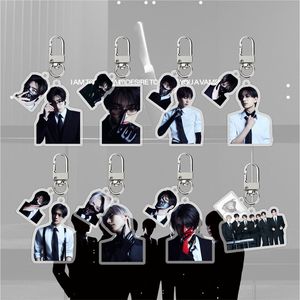 Bangtan Boys JIN ECHO Idol UV impreso plástico encantos dibujos animados Anime acrílico llavero con hierro Metal tipo KPOP llavero - Product Image 5