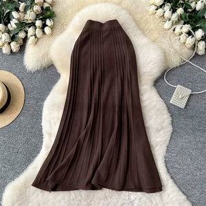 <span class=keywords><strong>Jupe</strong></span> mi-longue simple à taille haute <span class=keywords><strong>pour</strong></span> femmes en automne et en <span class=keywords><strong>hiver</strong></span>, <span class=keywords><strong>jupe</strong></span> mi-longue en tricot rayée - Product Image 4