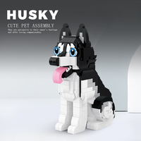 Blocs de construction chien Husky, puzzle animal 3D, modèle d'animal mignon avec langue sortie, pour décoration de bureau, jouet de construction DIY, vente en gros OEM