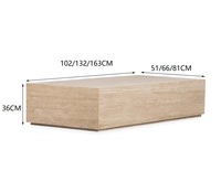 Table basse rectangulaire contemporaine de luxe de conception italienne en travertin naturel beige, meubles de salon