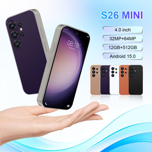 4-inch S26Mini 5G Smartphone 12+512GB Deca Core Android 15, Multilingual (French/Spanish) for Daily Communication