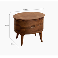 Table de chevet ovale en bois massif sur mesure, table de chevet incurvée à 2 tiroirs, table d'appoint en bois de luxe pour hôtel