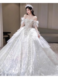 S0514Y 2026 Nuovo Abito da Sposa con Collo Halter Leggero, Stile <span class=keywords><strong>Haute</strong></span> <span class=keywords><strong>Couture</strong></span> di Alta Qualità, Vestito da Sposa con Strascico per Taglie Forti e Petite - Product Image 2