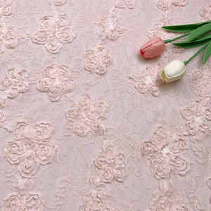 Tela de encaje floral rosa de alta calidad con bordado de cinta y lentejuelas para vestido de noche Aso Ebi, ropa de baile - Product Image 1