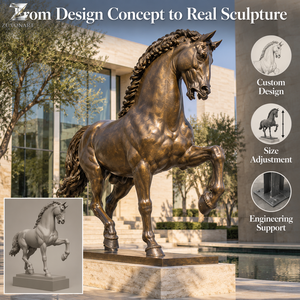 Statue de <span class=keywords><strong>cheval</strong></span> en bronze grandeur nature, disponible en laiton, patine marron, personnalisable pour centre équestre, hôtel, propriété, projets de places publiques - Product Image 2