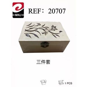 Wooden Box Three Piece Set Decorative Storage Box With Floral Design For Home Use - Product Image 3