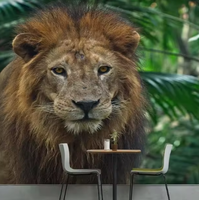 Disesuaikan 3 d ukiran hewan singa dan harimau Wallpaper Mural untuk Sofa TV kamar mandi latar belakang Wallpaper kain Dinding