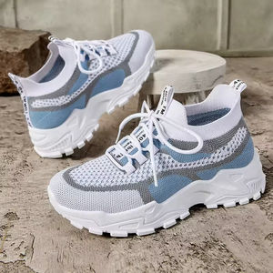 Baskets décontractées à lacets pour femmes, respirantes, en maille tissée, pour la marche en extérieur, confortables, avec semelle intérieure en PVC - Product Image 5