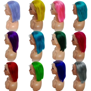 Letsfly Promotion 15$ Perruques Bob Lisses 13x4 Lace Frontal 10 12 14 pouces Couleur Personnalisée Perruques Cheveux Humains Vente en Gros 130g 9A 180% - Product Image 1