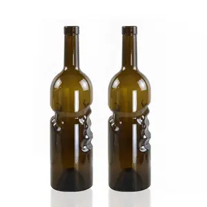 OSHOW lüks 750ml boş fransız kahverengi melek el kırmızı şarap şişesi üzüm cam kırmızı şarap şişesi