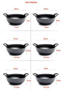 Poêle à frire multifonctionnelle chinoise antiadhésive, <span class=keywords><strong>faitout</strong></span> rond noir, marmite en fonte, wok de cuisson avec <span class=keywords><strong>couvercle</strong></span> en bois - Product Image 4