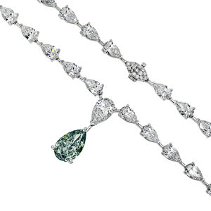 Collier en diamant de qualité supérieure IGI Platinum Pear Cut Fancy Vivid Blueish Green pour anniversaire et cadeau au meilleur prix - Product Image 2