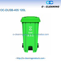 Poubelle à roulettes O-Cleaning 120L pour extérieur avec couvercle, poubelle à pédale en plastique pour hôpital/maison/restaurant/jardin/rue