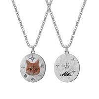 Collier pendentif personnalisé en acier inoxydable avec pièce de monnaie, photo d'animal de compagnie imprimée, pour couple, résistant à l'eau, couleur durable.