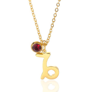 2025 <span class=keywords><strong>nuevo</strong></span> collar del zodiaco de acero inoxidable chapado en oro de 18K, collar de circón Multicolor, collar de tendencia 2025 para mujer - Product Image 5