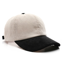 Gorra de Béisbol QOMA al por Mayor para Hombre y Mujer, de Pana de Color Sólido con Bloques de Color, de 6 Paneles, 100% Algodón, con Hebilla Metálica, para Otoño/Invierno, para Exteriores