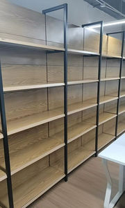 Étagères <span class=keywords><strong>de</strong></span> supermarché <span class=keywords><strong>de</strong></span> haute qualité, style grain <span class=keywords><strong>de</strong></span> bois, à quatre poteaux, double face, pour présentation en magasin <span class=keywords><strong>de</strong></span> détail - Product Image 3