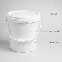 Seau en plastique rond de 5 L de qualité alimentaire recyclable avec couvercle, impression IML, pour l'emballage de yaourts et de biscuits, vente en gros d'usine BOQUN