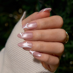 Kit de faux ongles de Noël BTARTBOX avec colle, vente en gros, ongles en gel souple rose œil de chat, faits à la main, à presser, haute qualité - Product Image 1