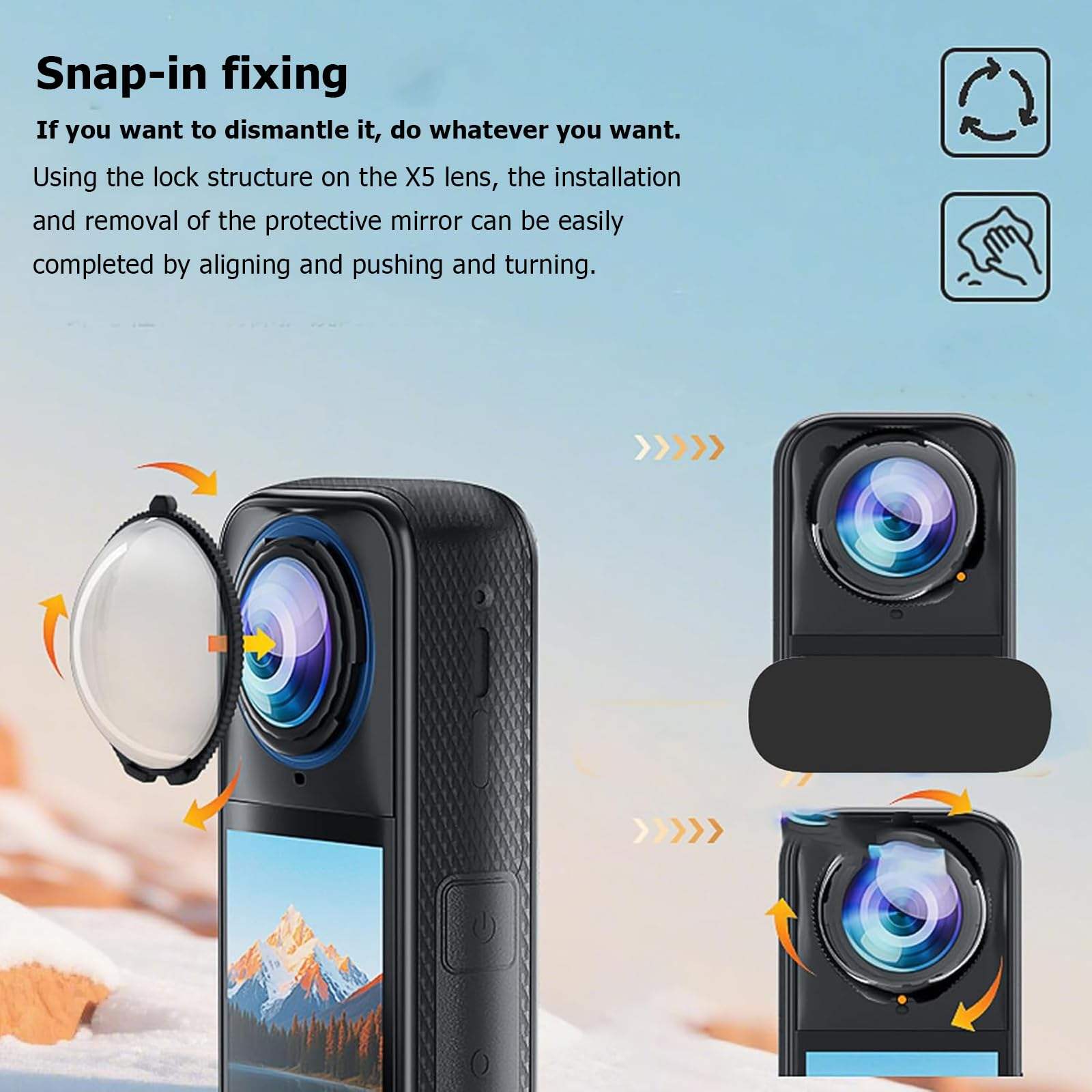 HONGDAK Lens Guard for Insta360 One X5 Snap-in Design 10H Hardness Tempered Glass Protective Cover for Insta 360 X5 Accessories