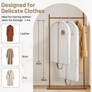 Sac à <span class=keywords><strong>vêtements</strong></span> en coton pour femmes avec fermetures à glissière pour robes longues stockage de <span class=keywords><strong>vêtements</strong></span> suspendus de luxe couverture de robe pliable respirante - Product Image 2