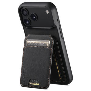 Per <span class=keywords><strong>iPhone</strong></span> 17/Pro/Max/aria/16/15/14/<span class=keywords><strong>13</strong></span> custodia con custodia in pelle <span class=keywords><strong>nera</strong></span> per telefono cavalletto in pelle di Lychee - Product Image 1