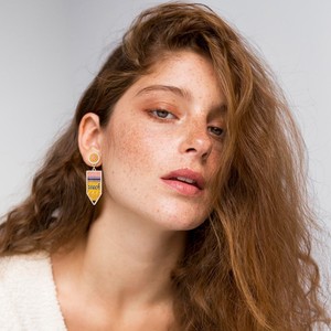 Boucles d'oreilles en perles de riz couleur bonbon TEACH tissé cadeau de fête des enseignants de remise des diplômes pour les femmes Uionen 1800 - Product Image 2