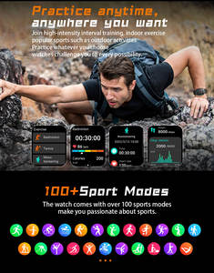 Nouvelles montres intelligentes de sport étanches en plein air <span class=keywords><strong>T21</strong></span> IP68 étanche BT appel avec 1.96 Incg 360*360 montre d'écran pour hommes - Product Image 4