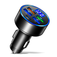 Cargador de coche estándar de 150W 5 en 1 con pantalla digital Cargador de coche de 5 puertos con arrastre de voltaje Cargador de coche de cinco puertos