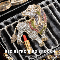 Broche Plaqué Or Rose Rouge pour Femme et Enfant, Motif Oiseau Exquis, Idéale comme Badge de Manteau – Nouveauté Tendance