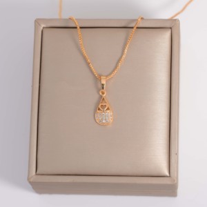 Collana con Ciondolo in Zirconia Cubica di Lusso, Placcata in <span class=keywords><strong>Oro</strong></span> 18K, Charm in CZ, <span class=keywords><strong>Girocollo</strong></span> per Matrimoni e Feste, Gioielli per Donne, Set di Gioielleria - Product Image 5