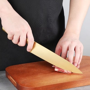 High Quality Titanium-coated Stainless Steel Kitchen <b>Knife</b> <b>Set</b> Gold Kitchen <b>Knife</b> with <b>Knife</b> Holder - Product Image 4
