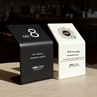 Support de signalisation personnalisé en acrylique givré en forme de L, étanche, avec code QR et numéro de table, pour tables de salle à manger, cafés et restaurants