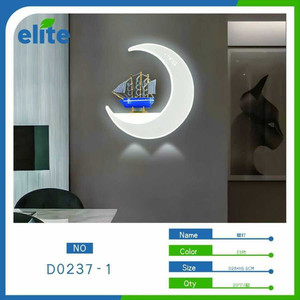 Lampada da parete in stile minimalista a mezzaluna con Design della nave telecomando di temperatura di colore bianco caldo per il soggiorno di decorazioni per la casa - Product Image 1