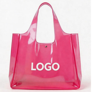 Модная многоразовая прозрачная сумка-тоут из ПВХ с индивидуальным логотипом для подарков и покупок - Product Image 3