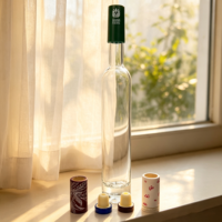 Bouteille de vin vide transparente, cylindrique, à col long, à fond lourd, pour vin de glace, vente en gros directe usine