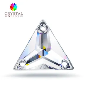 Piedras triangulares de cristal para coser en gimnasia rítmica, Peridoto, parte trasera plana