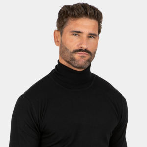 Chất Lượng Cao Cao Cổ Cao Cổ Cao Cổ 100% Merino Len 12gg Người Đàn Ông Màu Đen Áo Thun Áo Len - Product Image 4