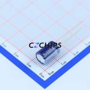 Condensador Electrolítico de Aluminio de Montaje Pasante ERS0JM681F12OT, Componente de Montaje Pasante (THT), D8xL12mm 680uF 20% 6.3V 3.5mm - Product Image 2