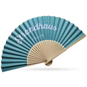 Bán Buôn Sinh Thái Thân Thiện Với Giấy Vải Vải Lụa Tay Fan Tùy Chỉnh Tre Xử Lý Xương Sườn In Ấn Logo Có Thể Gập Lại Tay Người Hâm Mộ - Product Image 1