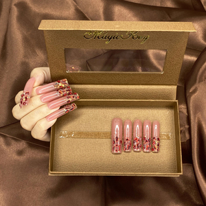 Vente en gros 45mm opulent peinture à la main acrylique ongles faits à la main presse sur élégant brillant <span class=keywords><strong>maison</strong></span> <span class=keywords><strong>faux</strong></span> ongles ensemble avec des outils de <span class=keywords><strong>colle</strong></span> - Product Image 2