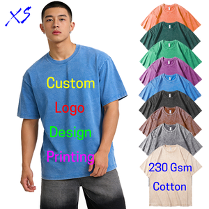 T-shirt Oversize da Uomo con Logo Personalizzato, Vestibilità Ampia e Squadrata, in Cotone Lavato Acido, Stile <span class=keywords><strong>Street</strong></span> Fashion Hip-Hop Vintage Sbiadito, con Stampa Grafica - Product Image 2