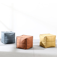 Pouf cube moderne en cuir réglable de 48 cm, rembourrage EPP, personnalisable, multicolore, pliable, repose-pieds de chambre à coucher – Vente en gros
