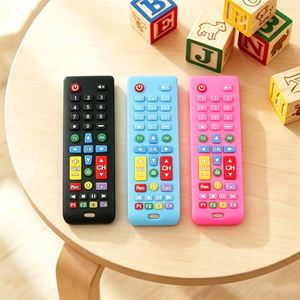 รีโมทคอนโทรลซิลิโคนเกรดอาหารสำหรับเด็ก, เจลสำหรับกัดเล่น, ป้องกันอาหารตกในปากเด็ก, แท่งบดมือเพื่อบรรเทาช่วงฟันขึ้น - Product Image 2