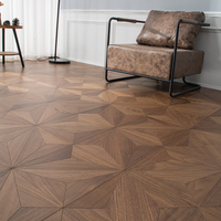 Parquet en bois d'ingénierie en noyer noir géométrique de luxe pour projets hôteliers