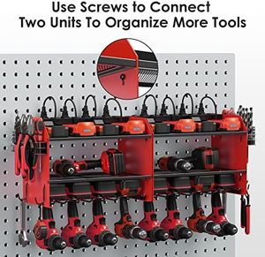 Organisateur d'outils électriques modulaires Station de charge murale 8 prises Étagère de rangement pour perceuse à usage intensif <span class=keywords><strong>Garage</strong></span> 4 crochets Outil - Product Image 6