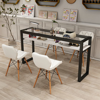 Ensemble table et chaise en plastique pour manucure, style japonais, double table économique, pour salon de manucure commercial, luxe simple