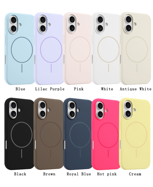 Liquid Silicone Phone Case with Built-in Magnetic Ring for iPhone 16 Pro Max 17 Pro Shockproof Full Cover with Precise Cutouts