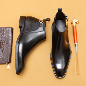 Bottes de Travail pour Hommes en Cuir Véritable avec Motif Alligator Embossé, Semelle en Caoutchouc Imperméable, Printemps-Automne - Product Image 3