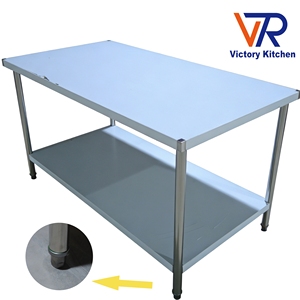 VICTORY KITCHEN Banco de Trabajo de Acero Inoxidable 201 de 2 Niveles para Condimentos, Modelo para Mesa de Laboratorio con Patas Redondas, Capacidad de 300 kg - Product Image 3